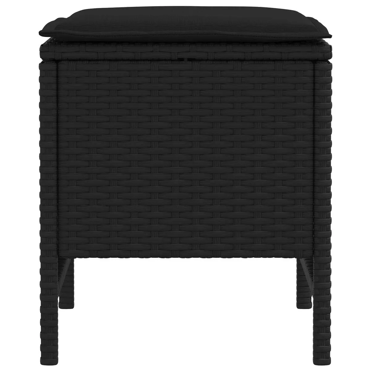 Garden Footstool Outdoor Indoor Seating Ottoman Patio Lounge Rattan Black