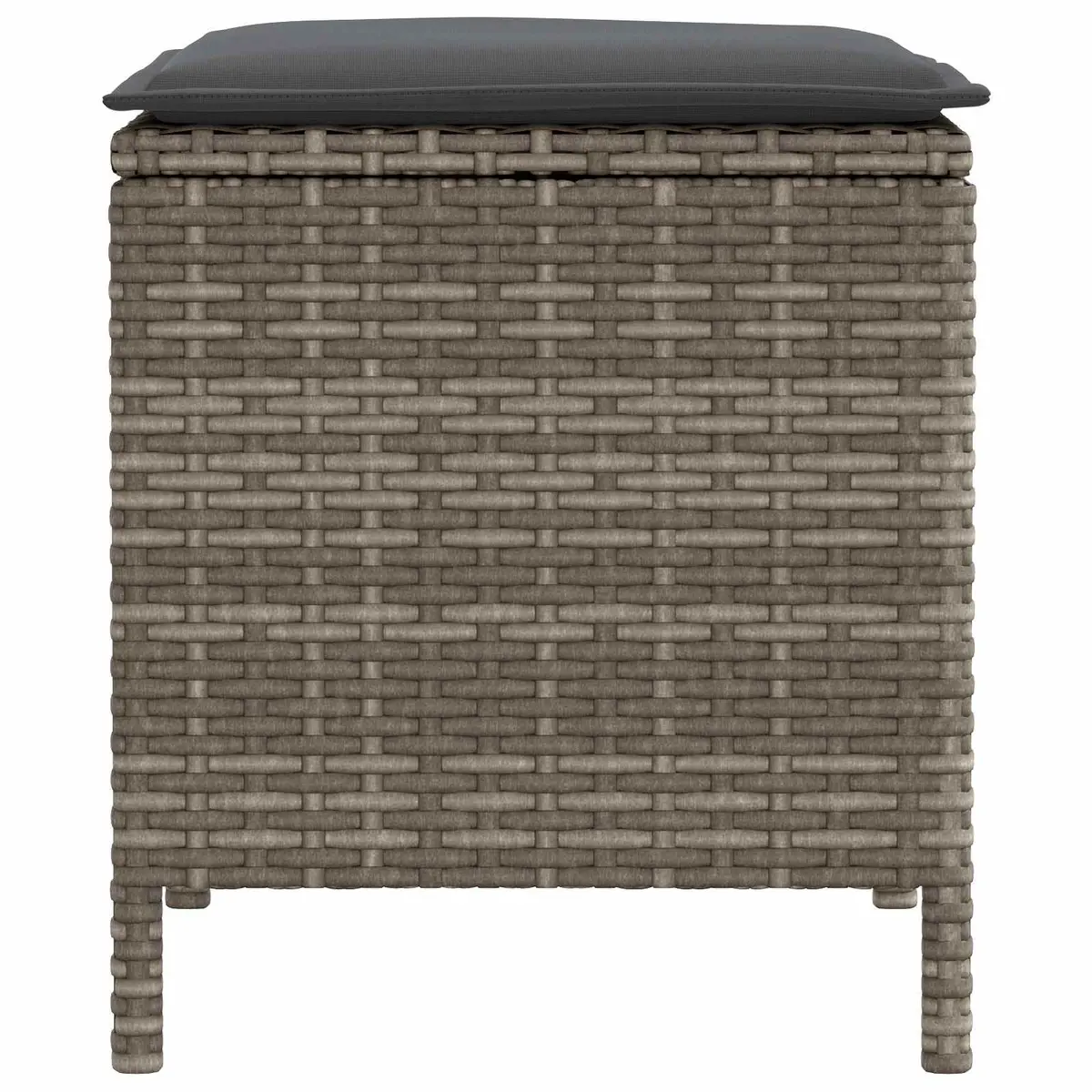Garden Footstool Indoor Outdoor Seating 2 Piece Set Grey Rattan Frame Removable Cushion