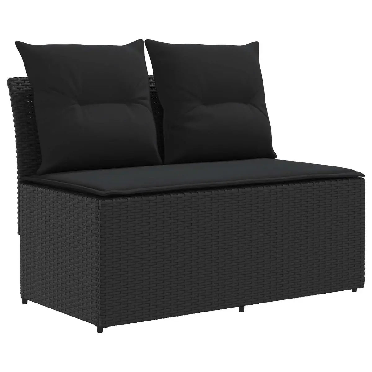 Garden Middle Sofa Lift-Up Table 2 Piece Black