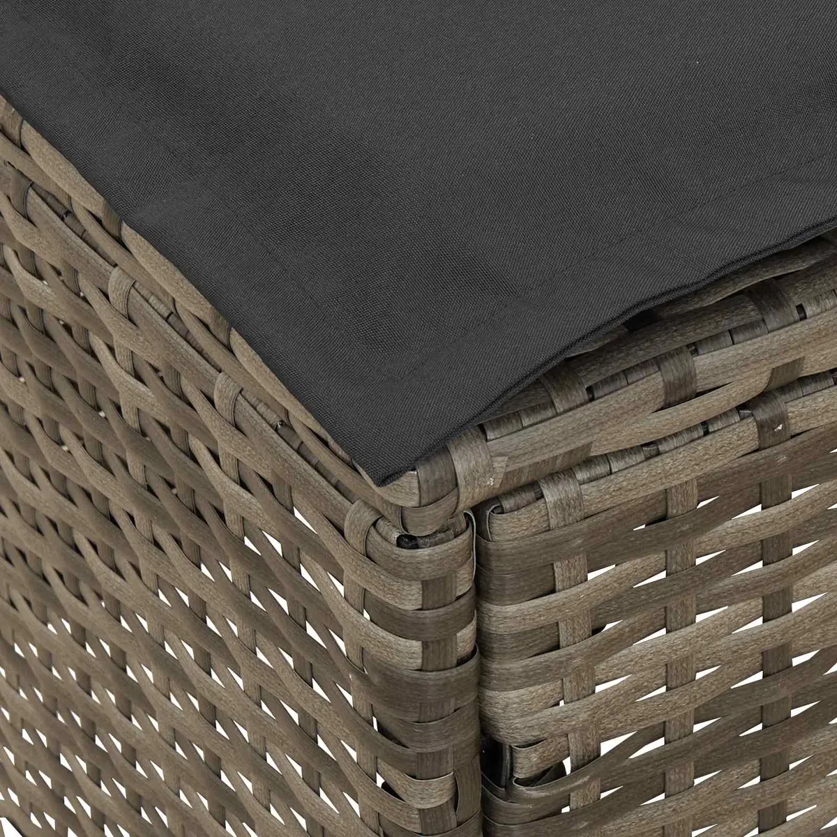 Garden Footstool Ottoman Grey Outdoor Indoor Patio Seating Rattan Cushion 80 x 38 x 45 cm