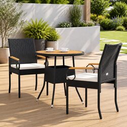 Comfortable Rattan Garden Chairs with Cushions – 2pcs Set