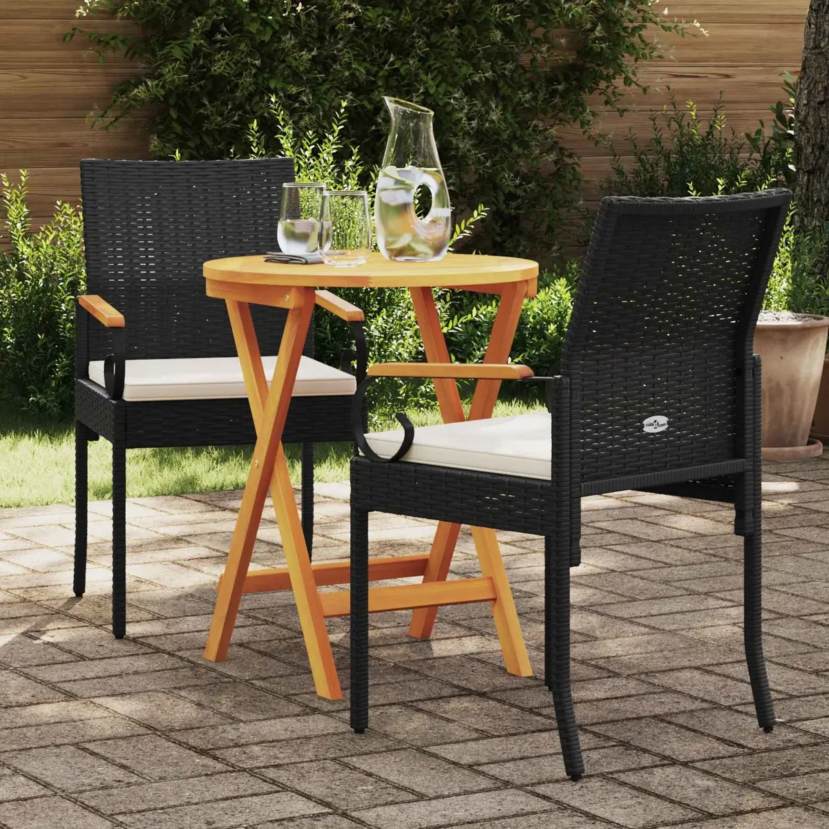 Outdoor Garden Chairs 2pcs Black Weather Resistant Rattan