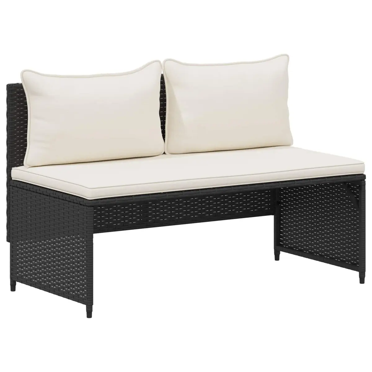 Outdoor Sofa Set 4-Seater Rectangular Black Garden Bench Set 4pcs