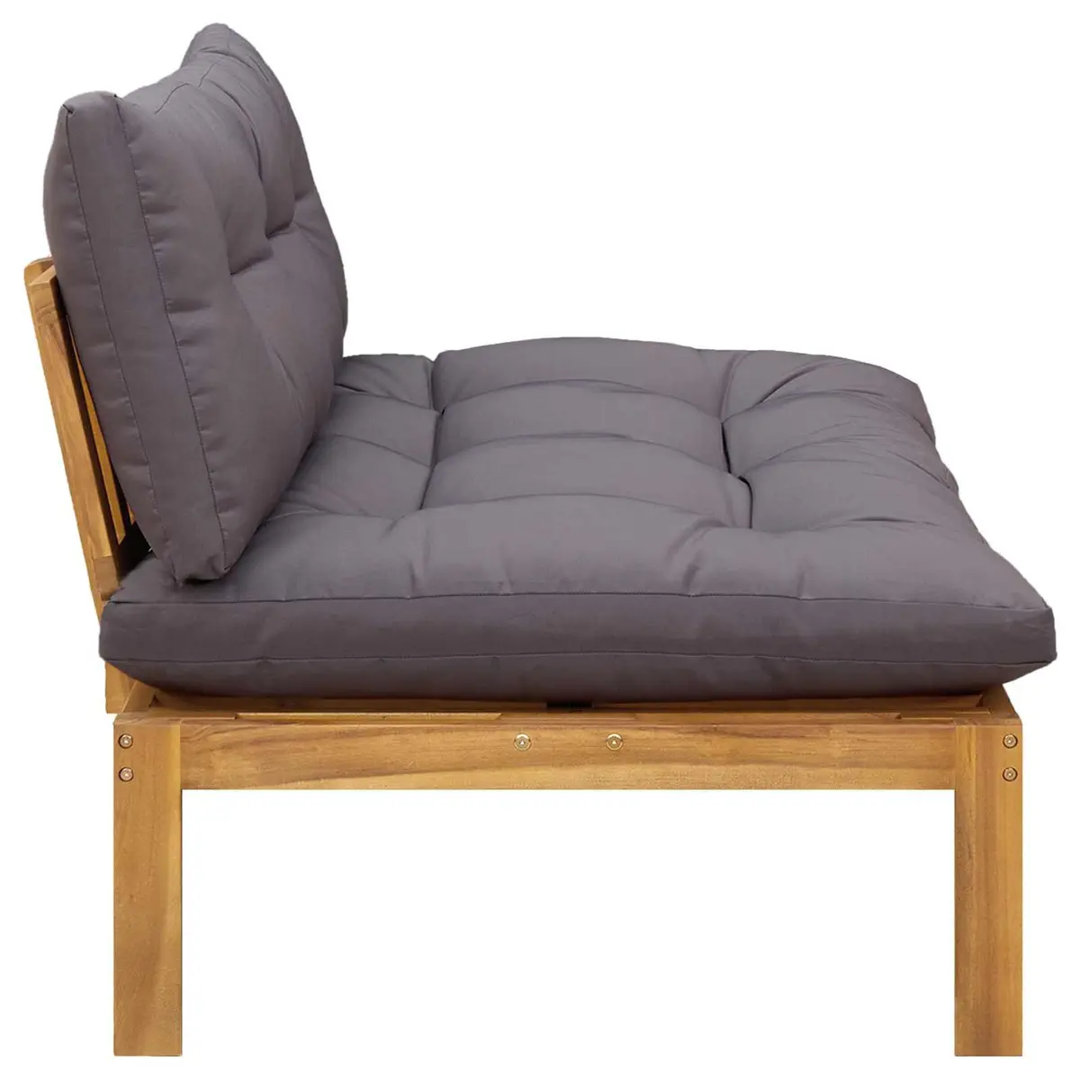 Middle Sofa Unit Outdoor Sectional Seating Acacia Wood Natural Dark Grey Garden