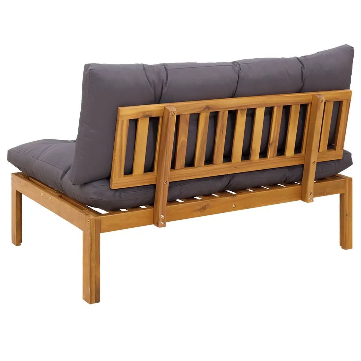 Middle Sofa Unit Outdoor Sectional Seating Acacia Wood Natural Dark Grey Garden