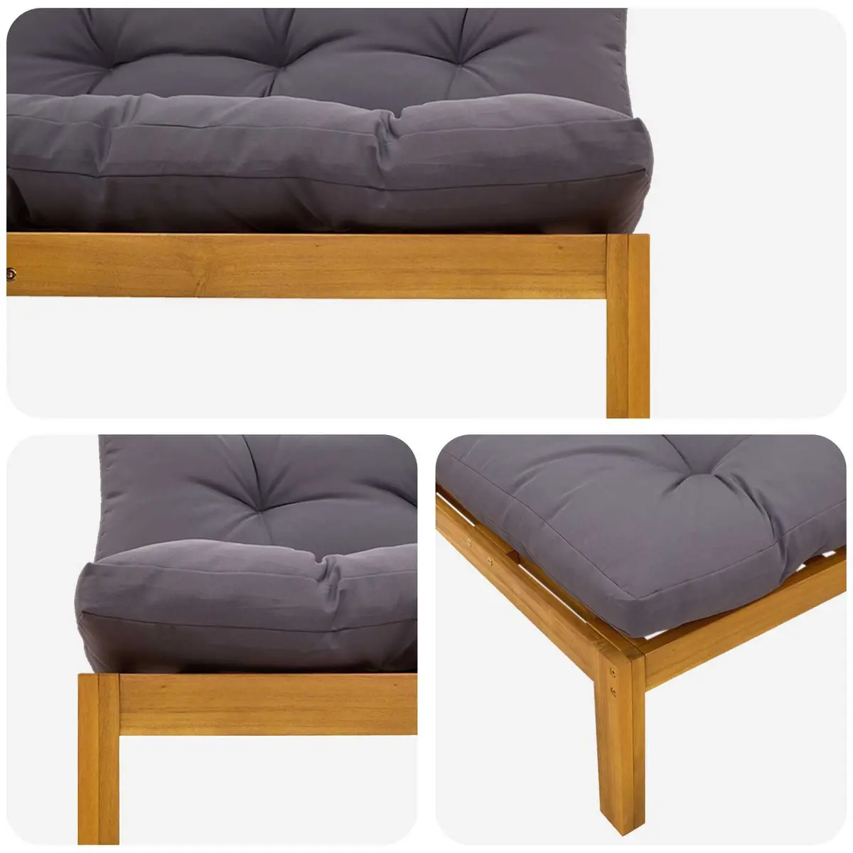 Middle Sofa Unit Outdoor Sectional Seating Acacia Wood Natural Dark Grey Garden