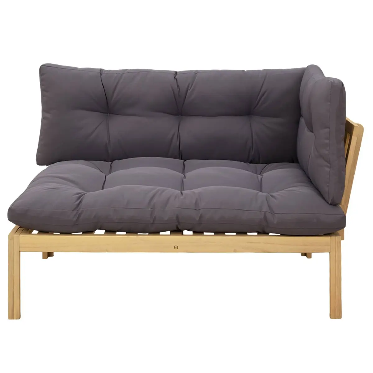 Corner Sofa Unit Outdoor Sectional Seating Acacia Wood Garden Furniture Light Acacia Dark Grey