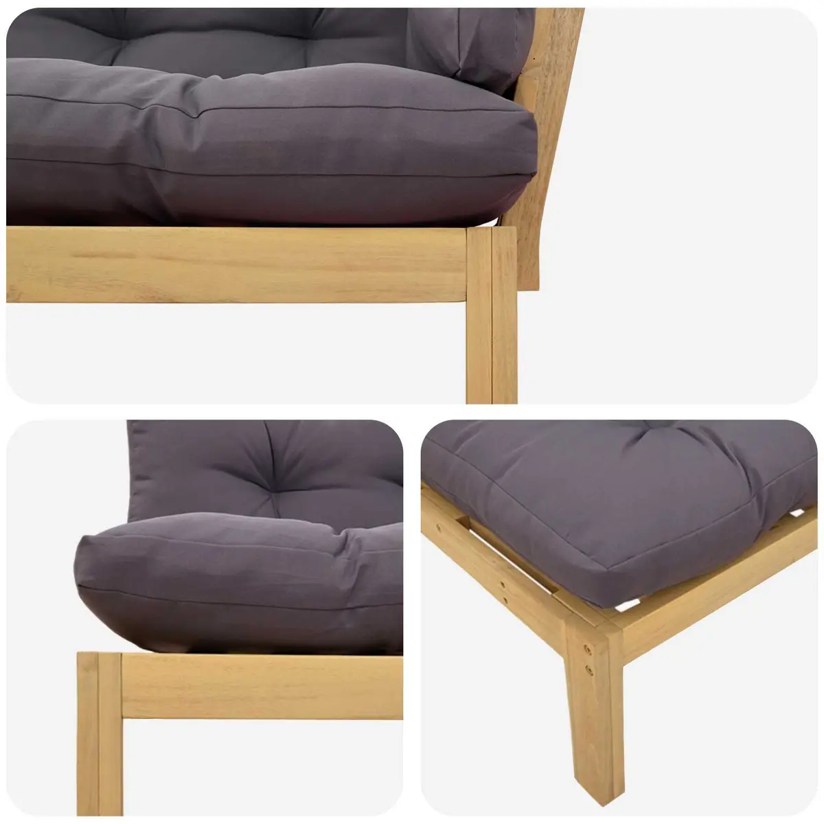 Corner Sofa Unit Outdoor Sectional Seating Acacia Wood Garden Furniture Light Acacia Dark Grey
