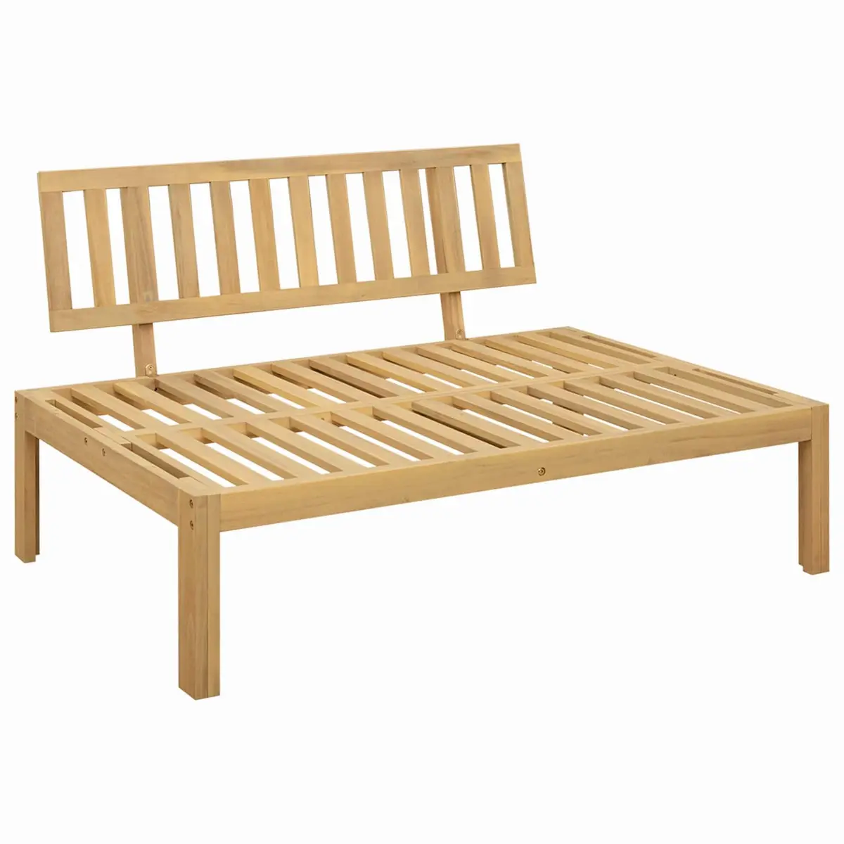 Outdoor Sectional Sofa Middle Unit Light Acacia Cream White