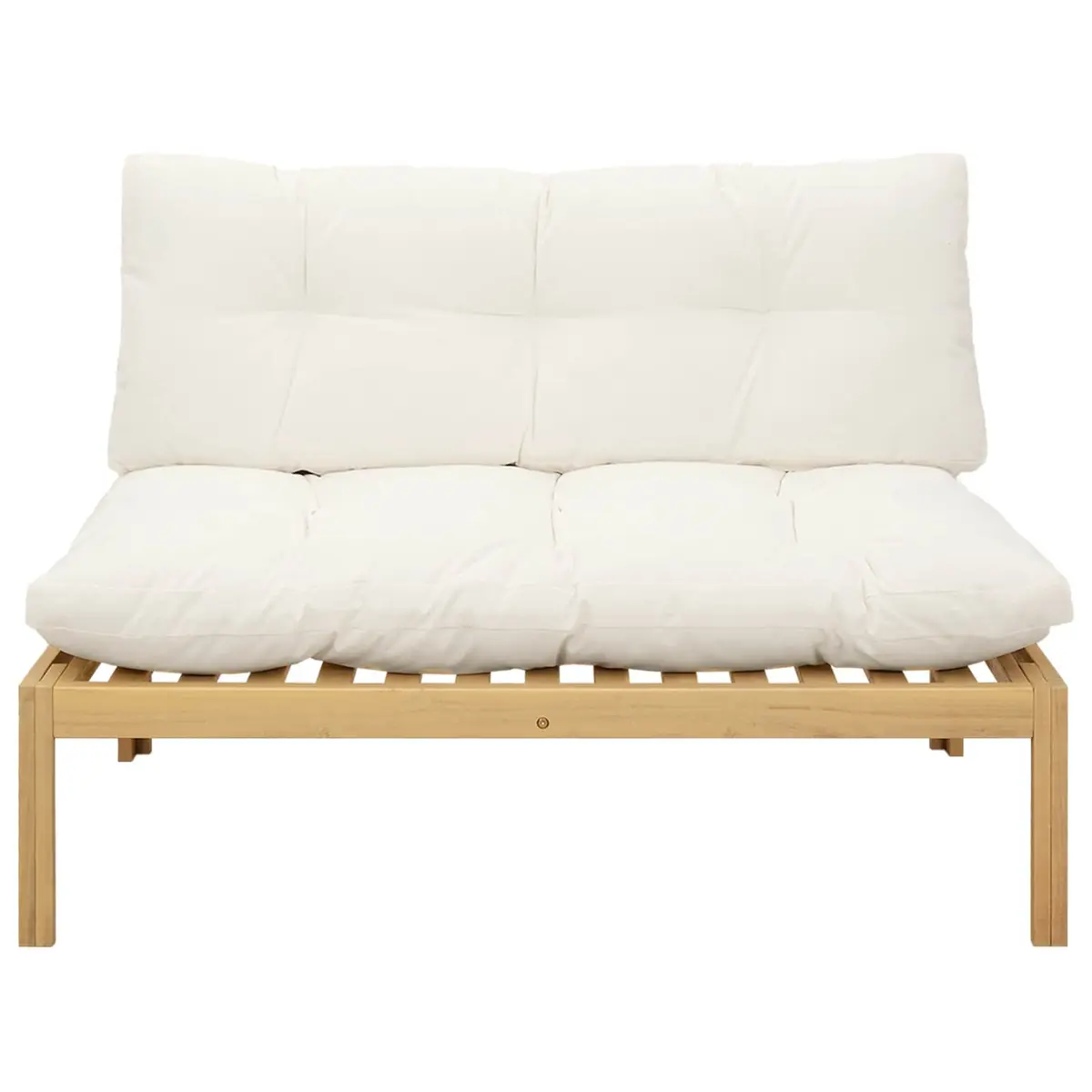 Outdoor Sectional Sofa Middle Unit Light Acacia Cream White