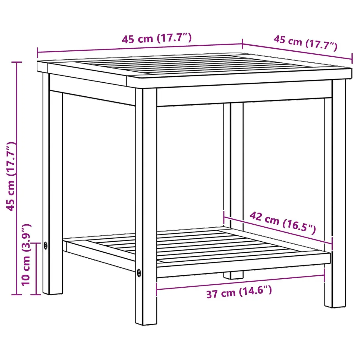 Solid Acacia Wood Side Table 45x45x45cm Brown Accent Coffee Table Garden Patio
