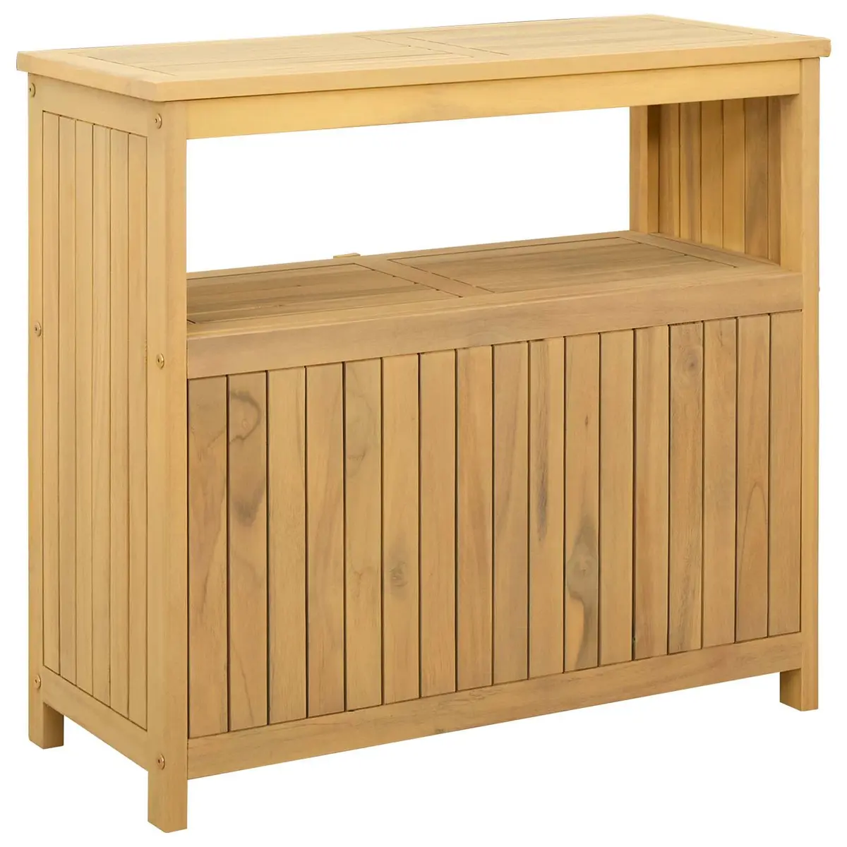 Garden Console Table Rectangular Outdoor Indoor Storage Shelves Light Acacia