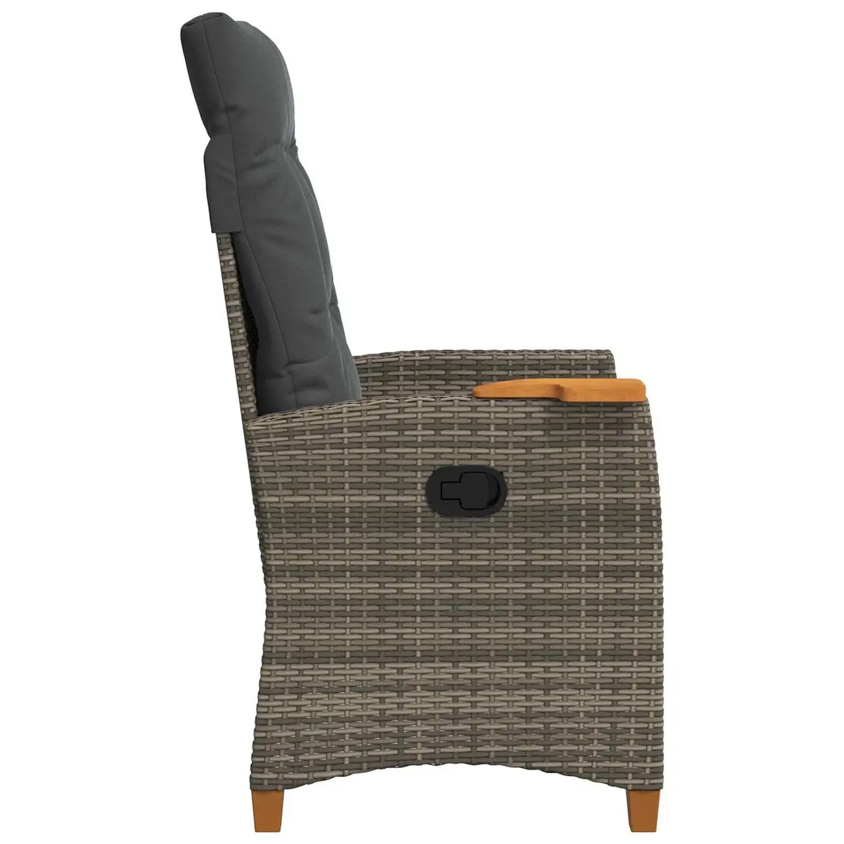 Grey Reclining Garden Chair with Side Table