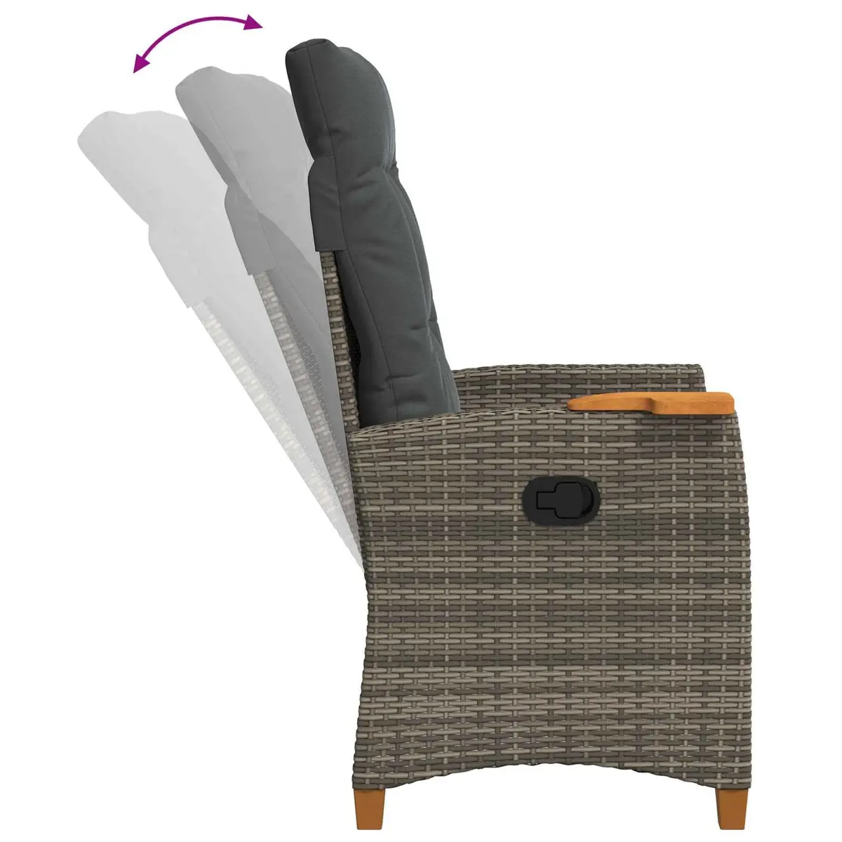 Grey Reclining Garden Chair with Side Table