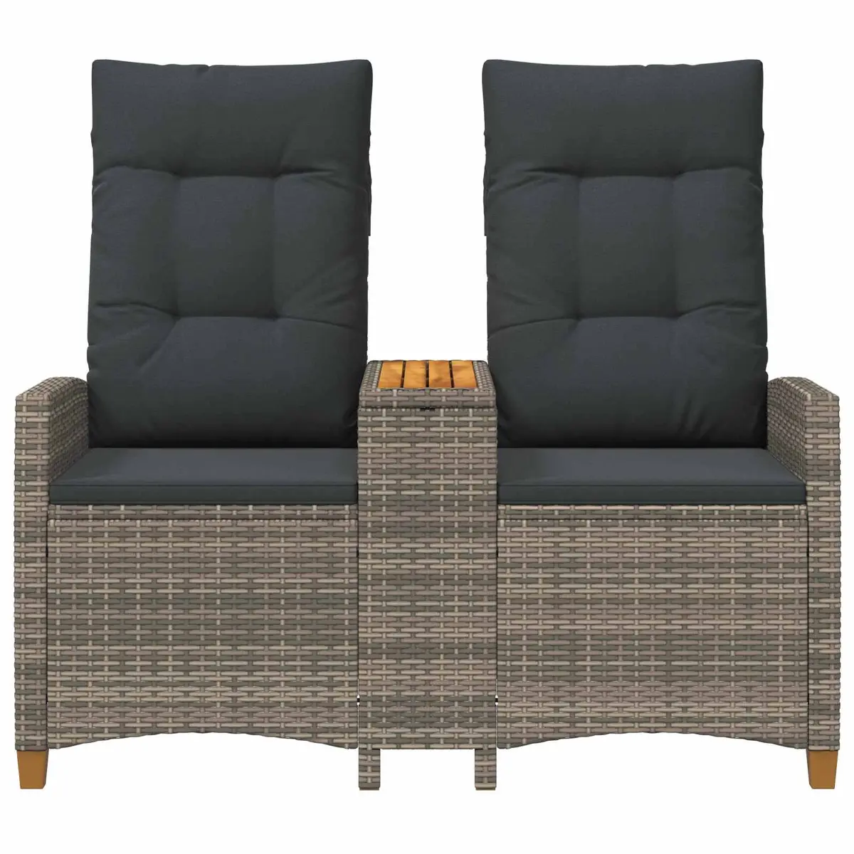 Outdoor Reclining Bench with Side Table Grey Garden Seating Lounge Chair