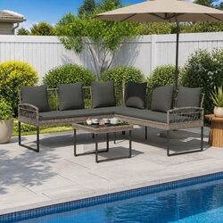 Warm Grey Garden Sofa Set - Practical and Stylish