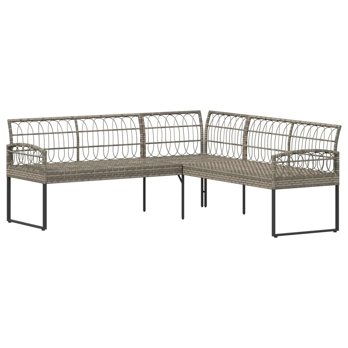 Garden Sofa Set 2 Pieces Grey Poly Rattan Steel Outdoor Patio Sectional