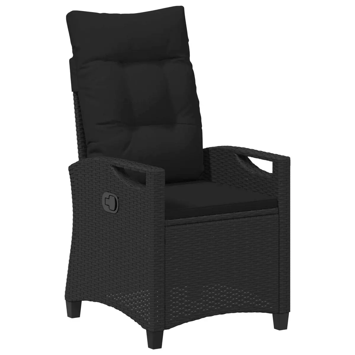 Outdoor Garden Chair 2 Piece Set Adjustable Backrest Black