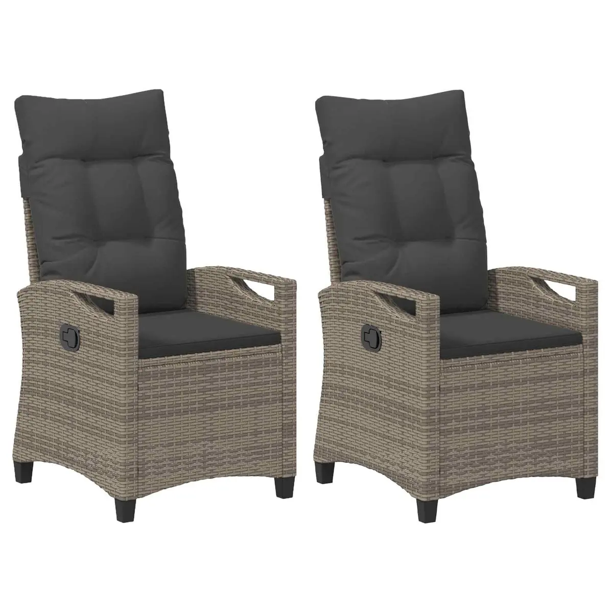 Outdoor Garden Chair Recliner Adjustable Backrest Modern Patio Seating Grey 2 Piece