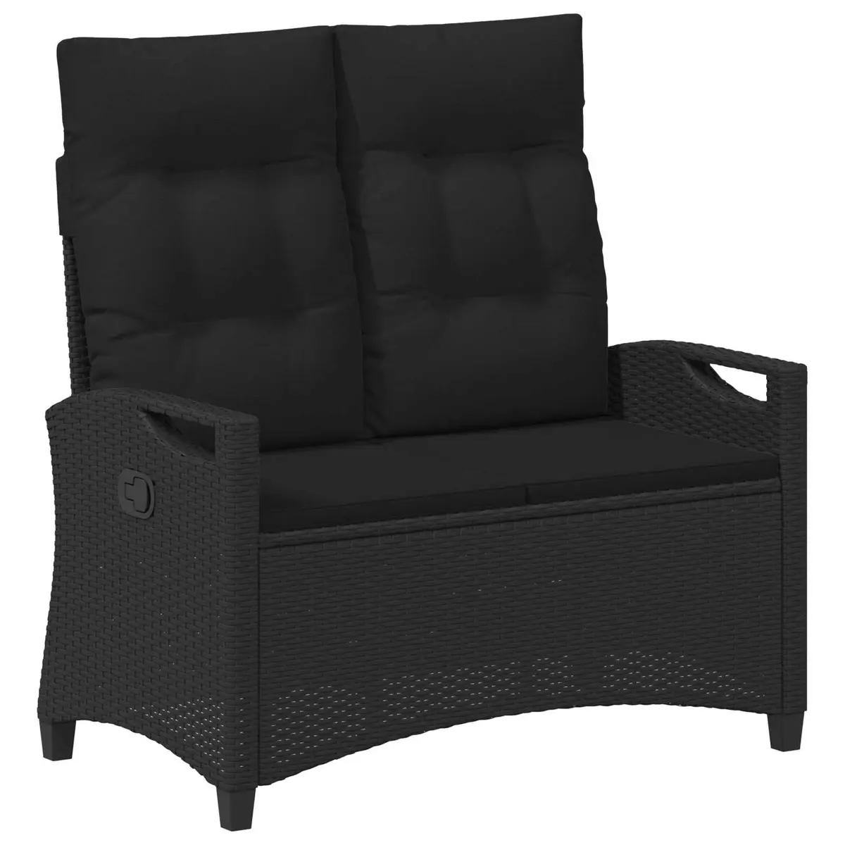 Reclining Garden Bench Adjustable Black Outdoor Lounger Patio Seating