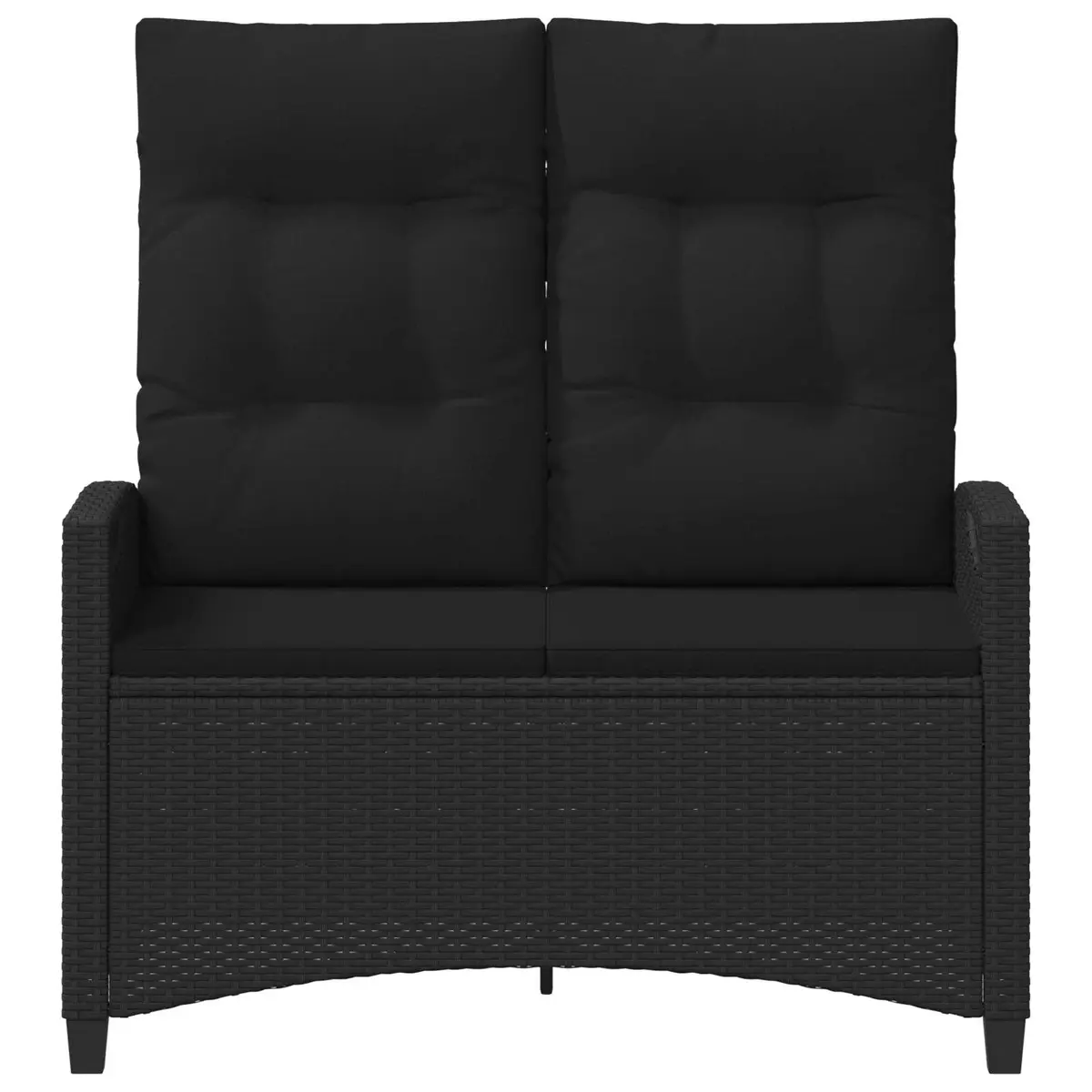 Reclining Garden Bench Adjustable Black Outdoor Lounger Patio Seating