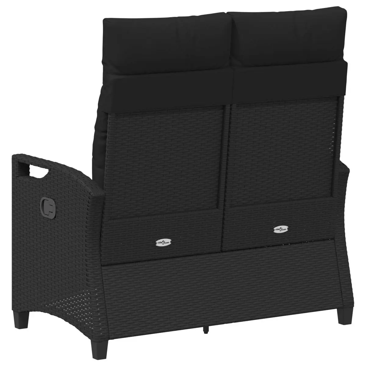 Reclining Garden Bench Adjustable Black Outdoor Lounger Patio Seating