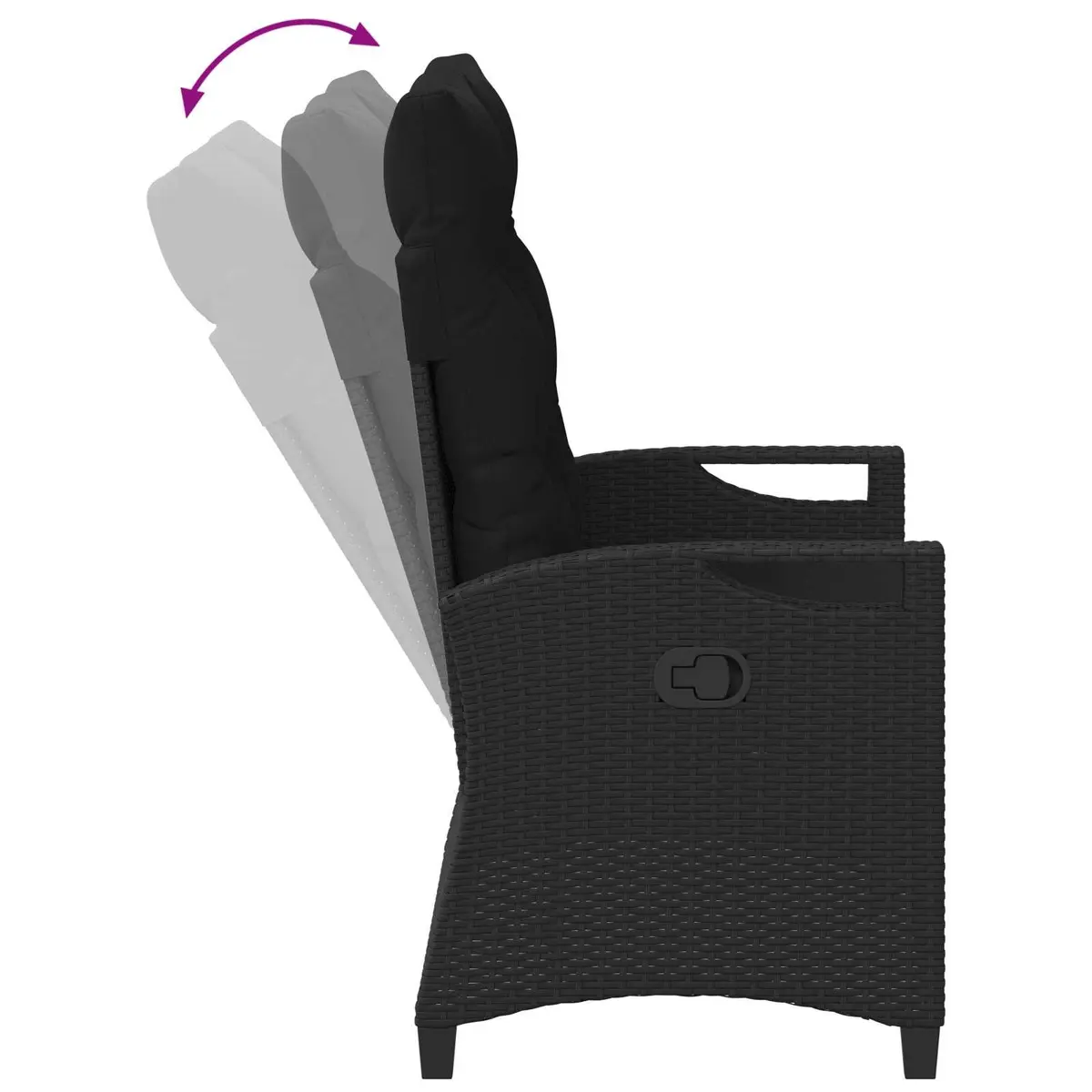 Reclining Garden Bench Adjustable Black Outdoor Lounger Patio Seating