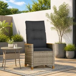 Comfortable Grey Outdoor Reclining Chair with Cushions