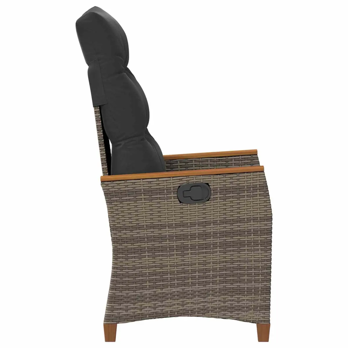Reclining Garden Chair Outdoor Seating Manual Adjustable Backrest Grey