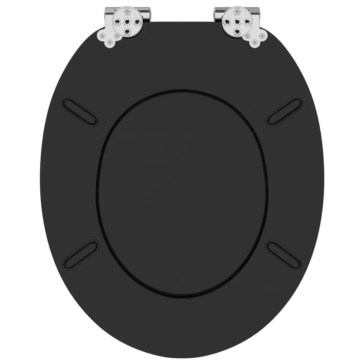 Soft-Close Toilet Seat Black MDF Board Standard Fixing 44 x 38 cm