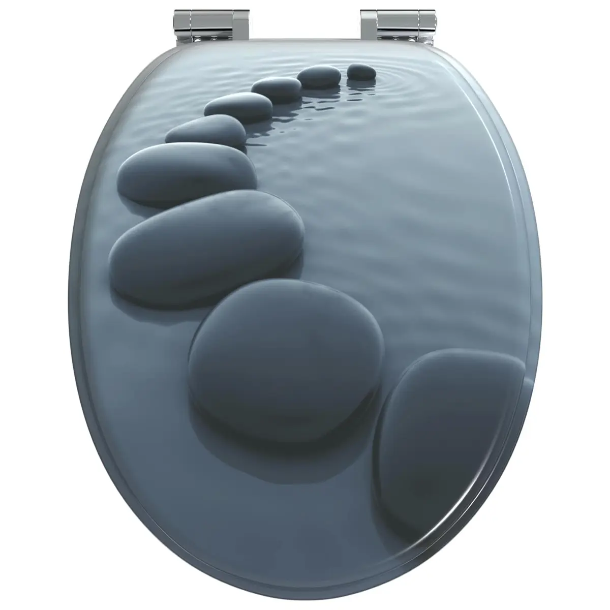 Toilet Seat Soft-Close Grey 44 x 38 cm MDF Board Bathroom Fixture