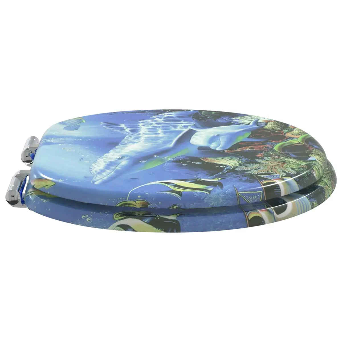 Toilet Seat Soft-Close Blue MDF Board 44 x 38 cm