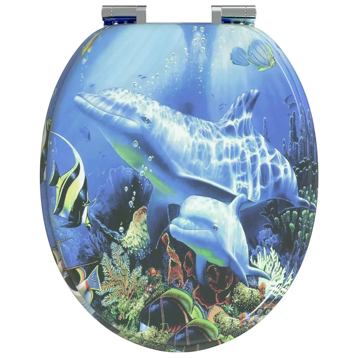 Toilet Seat Soft-Close Blue MDF Board 44 x 38 cm