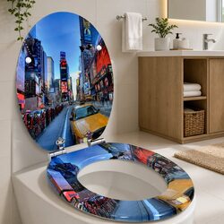 Reliable Multicolour Soft-Close Toilet Seat 44 x 38 cm