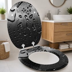 Soft-Close Toilet Seat Grey MDF Board 44 x 38 cm Bathroom Upgrade