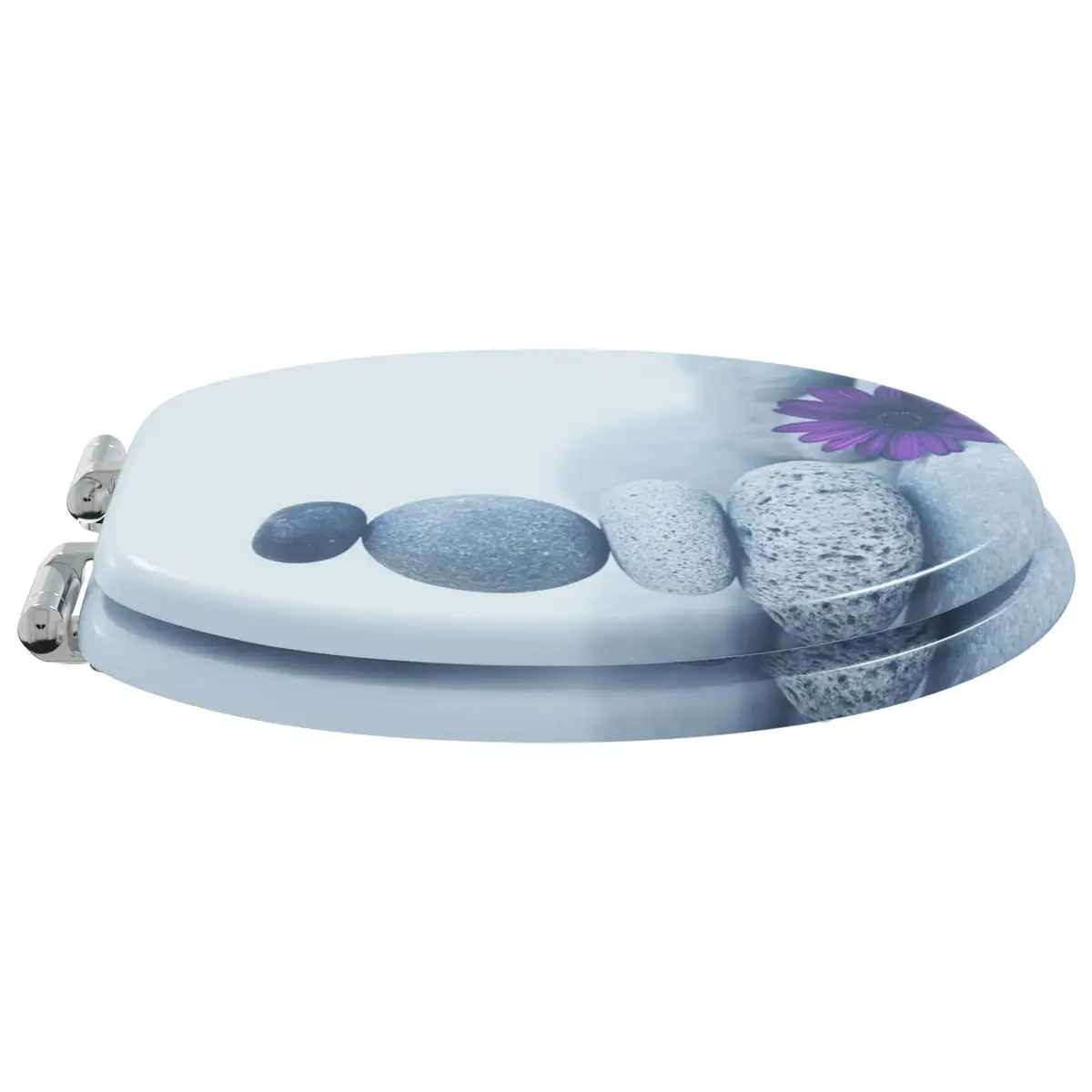 Toilet Seat Soft-Close Grey MDF Board Standard Fixing Non-Slip 44 x 38 cm
