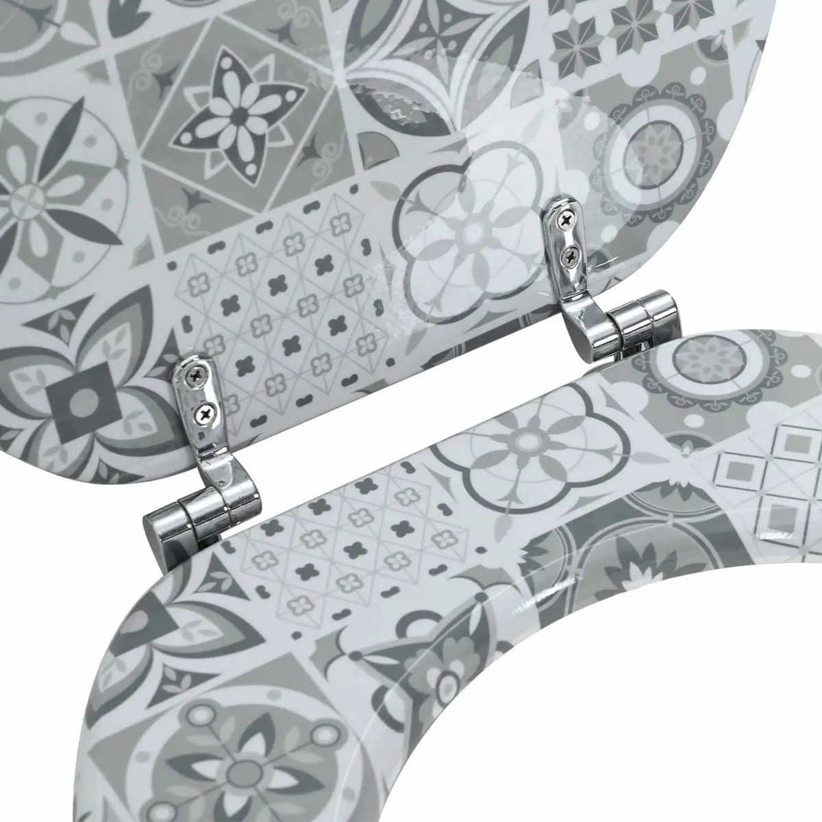Soft-Close Toilet Seat Grey 44 x 38 cm MDF Bathroom Fixture Hardware Easy