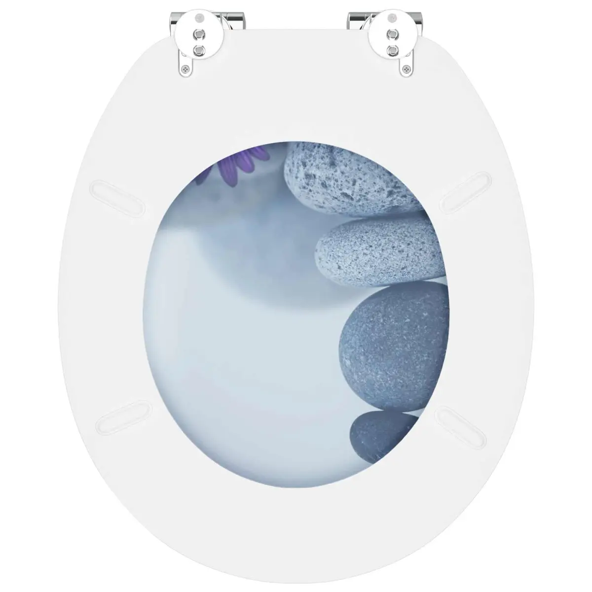 Soft-Close Toilet Seat Grey MDF 44 x 38 cm Standard Fix Bathroom Accessory