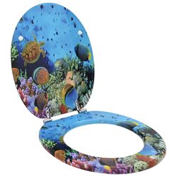 Blue MDF Toilet Seat - Soft-Close with Non-Slip Features