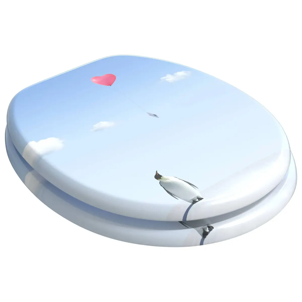 Toilet Seat Soft-Close Blue MDF 44 x 38 cm Bathroom Fixture Durable Easy Install