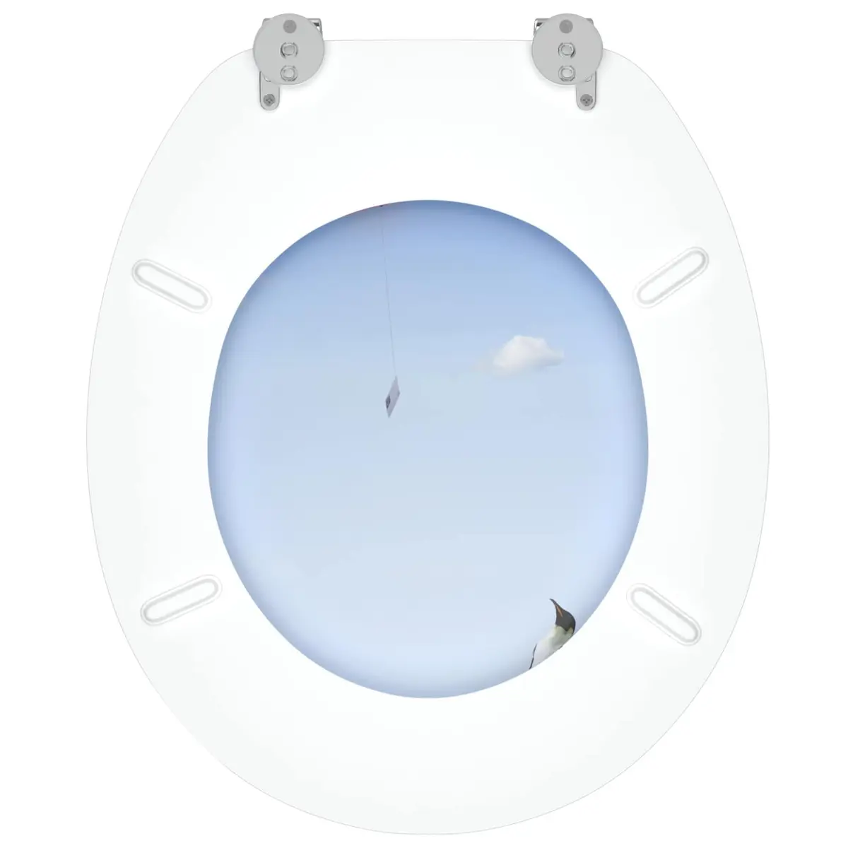Toilet Seat Soft-Close Blue MDF 44 x 38 cm Bathroom Fixture Durable Easy Install