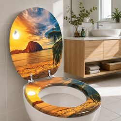 Reliable Orange MDF Soft-Close Toilet Seat for Comfort