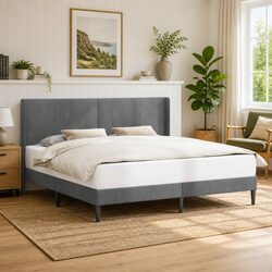 Durable Velvet Bed Frame 180 x 200 cm with Headboard