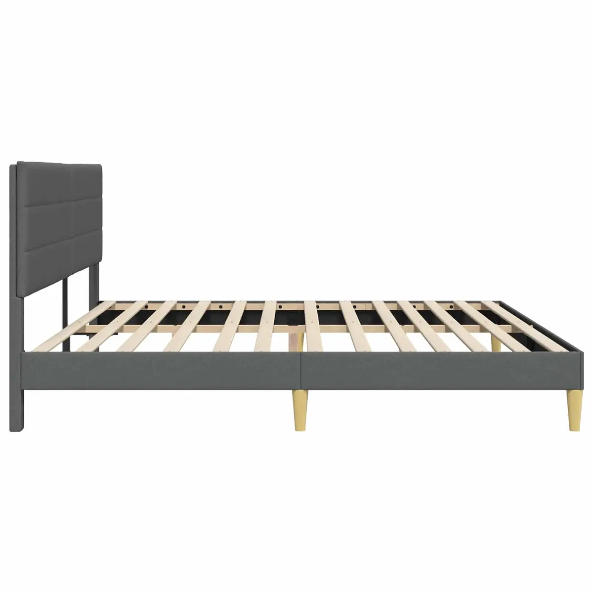 Bed Frame with Headboard Grey 180 x 200 cm Fabric Upholstered Modern Bedroom