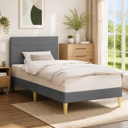 Reliable Bed Frame with Dark Grey Upholstered Headboard