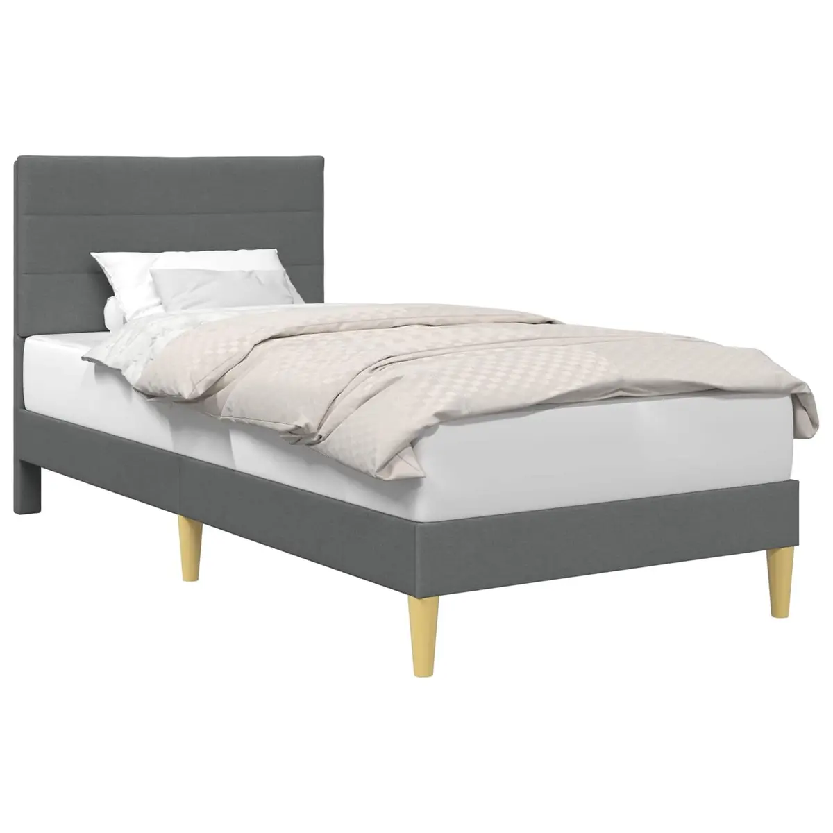 Bed Frame with Dark Grey Upholstered Headboard