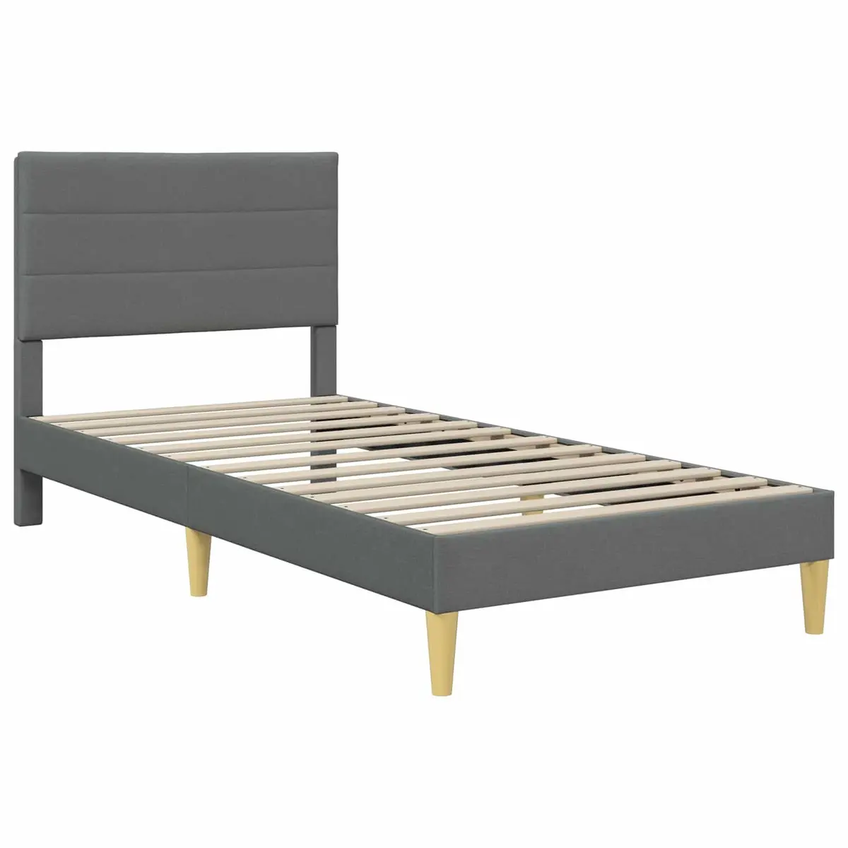 Bed Frame with Dark Grey Upholstered Headboard