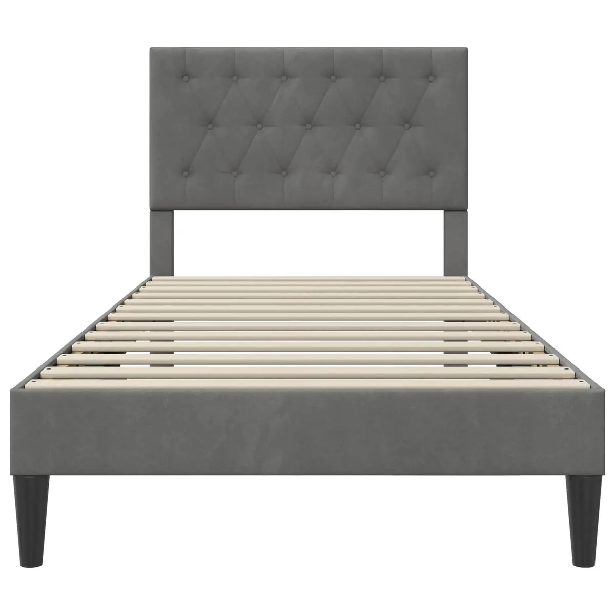 Bed Frame with Headboard Dark Grey 90 x 190 cm Velvet Modern Bedroom Furniture