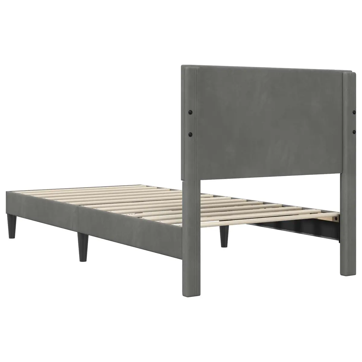 Bed Frame with Headboard Dark Grey 90 x 190 cm Velvet Modern Bedroom Furniture