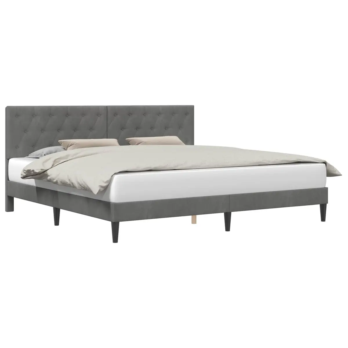 Grey Velvet Bed Frame with Durable Build 180 x 200 cm